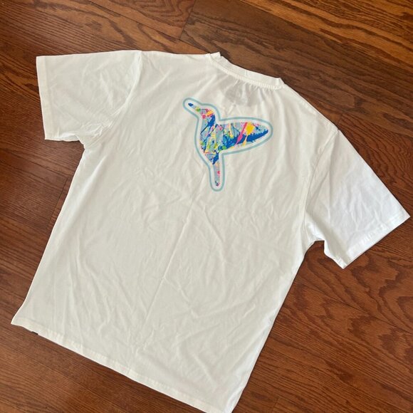 NWOT Birddogs Men's Splatterpaint Hummingbird Logo White Tee Shirt Size XL - Picture 3 of 11